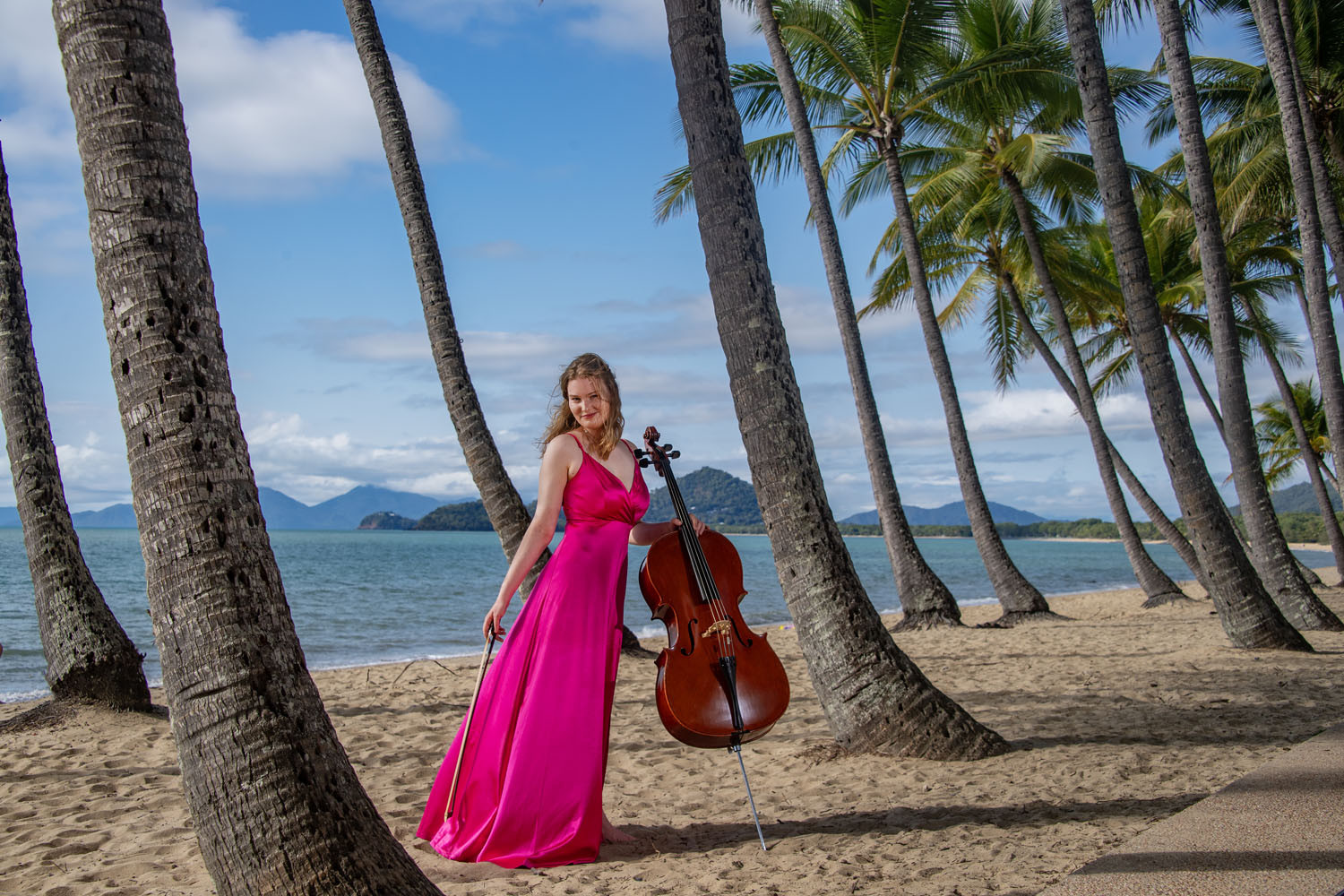 Charlotte Miles, one of Australia’s most electrifying young classical artists, at Palm Cove. She will star at the AFCM in 2026 in Cairns. Picture: Brian Casey