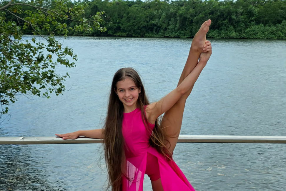 Matilda Rossi, aged 13 limbering up for Graham Academy of Dance’s Where We Live production on 2 November. Picture: Supplied