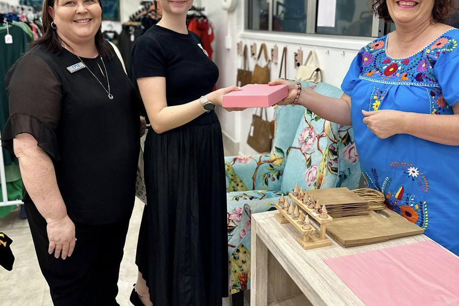 Shoppers Ros Butcher and Yolanda Jenkins (left) with Leah Mickelson owner of Gifts for Every Occasion. Picture: Supplied