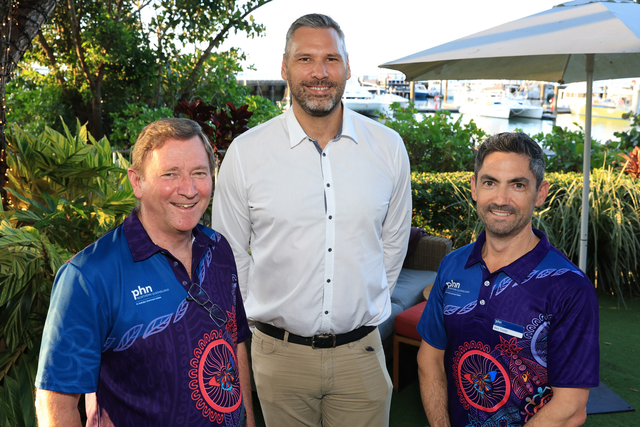 NQPHN Board Chair Jeff Stewart-Harris (left), Federal Member for Leichhardt Matt Smith, NQPHN CEO Ben Tooth. Picture: Supplied