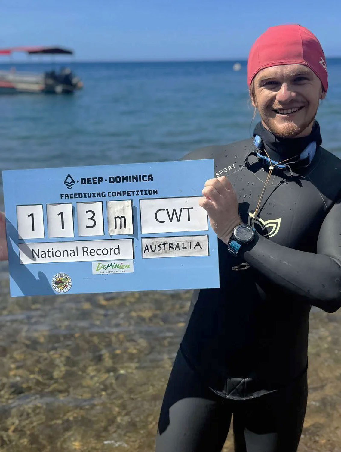 Jack Webb after his record-breaking freedive in Dominica. Pictures: Supplied